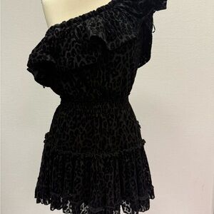 Buddy Love Black One Shoulder Leopard Dress